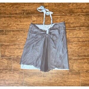 Kari England Nantucket Smoky Taupe & Powder Blue Layered Halter Top - M